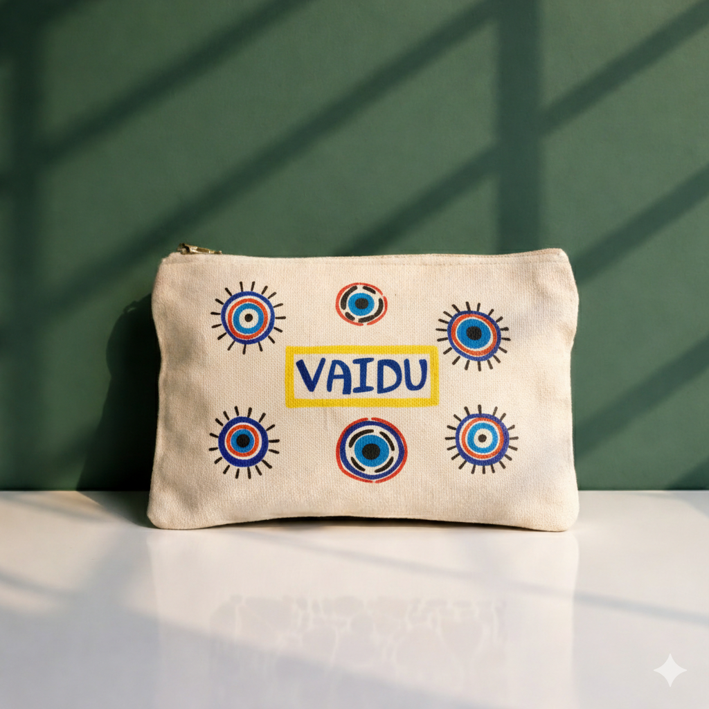 Embroidered Canvas Pouch