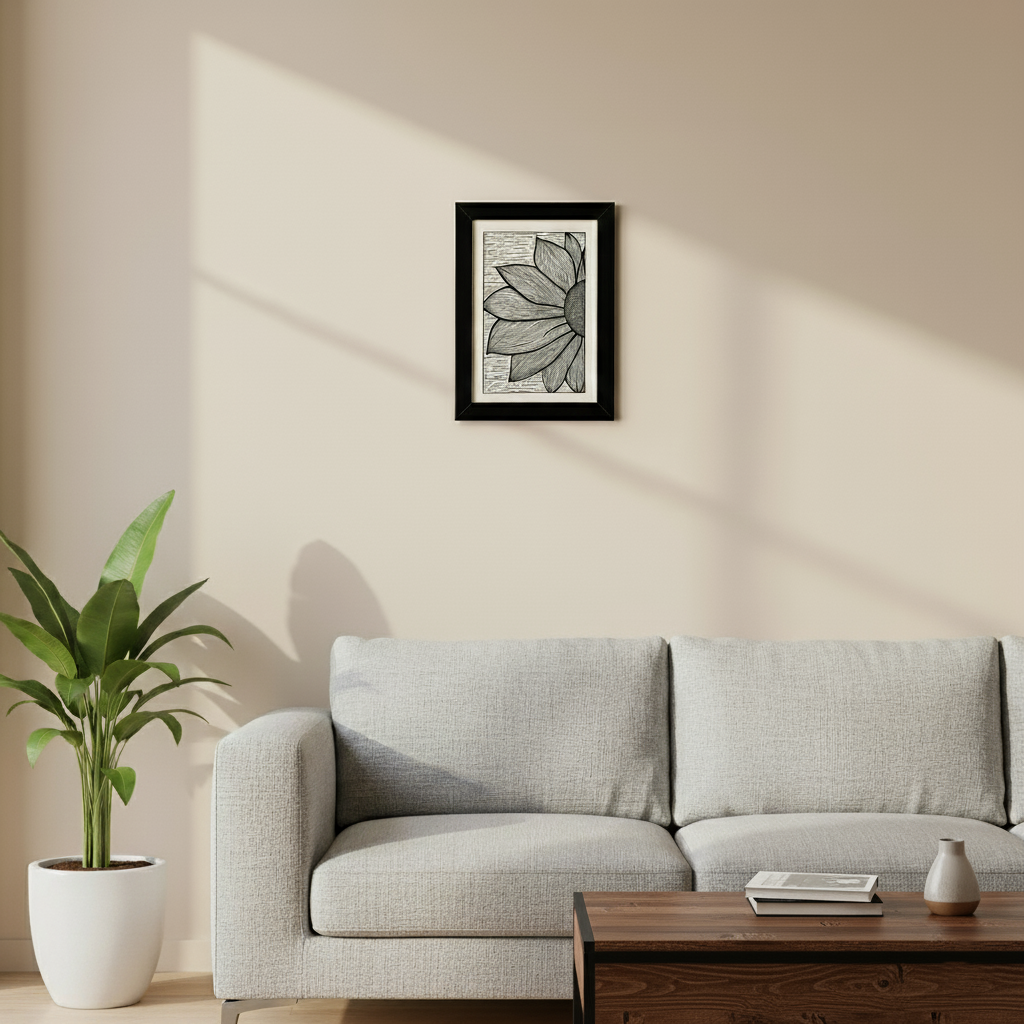 Sunflower Line Art Framed Print