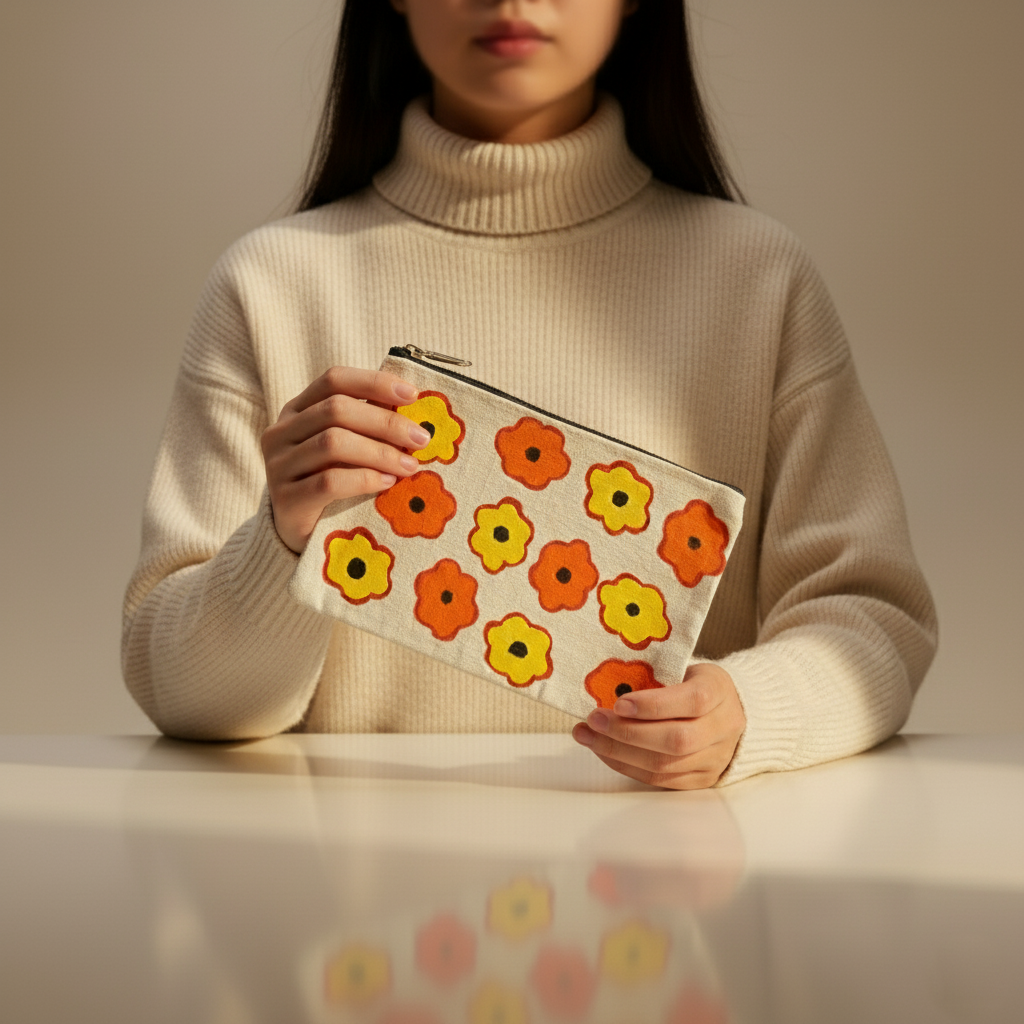 Floral Canvas Zipper Pouch