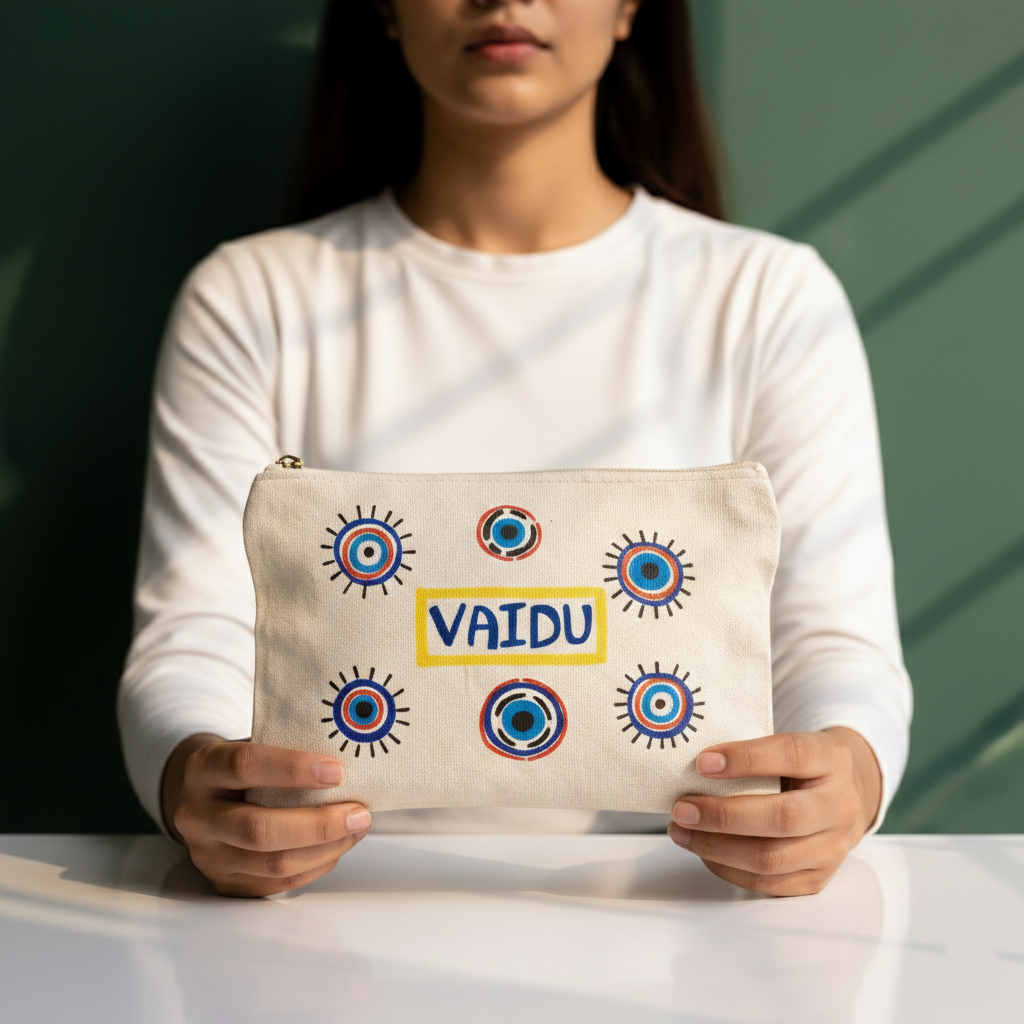 Embroidered Canvas Pouch