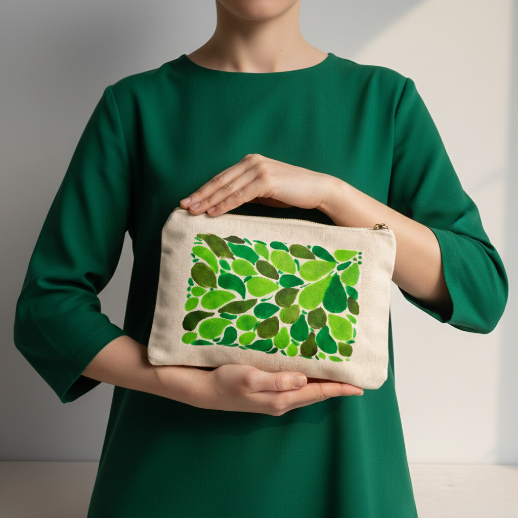 Leaf Pattern Canvas Pouch