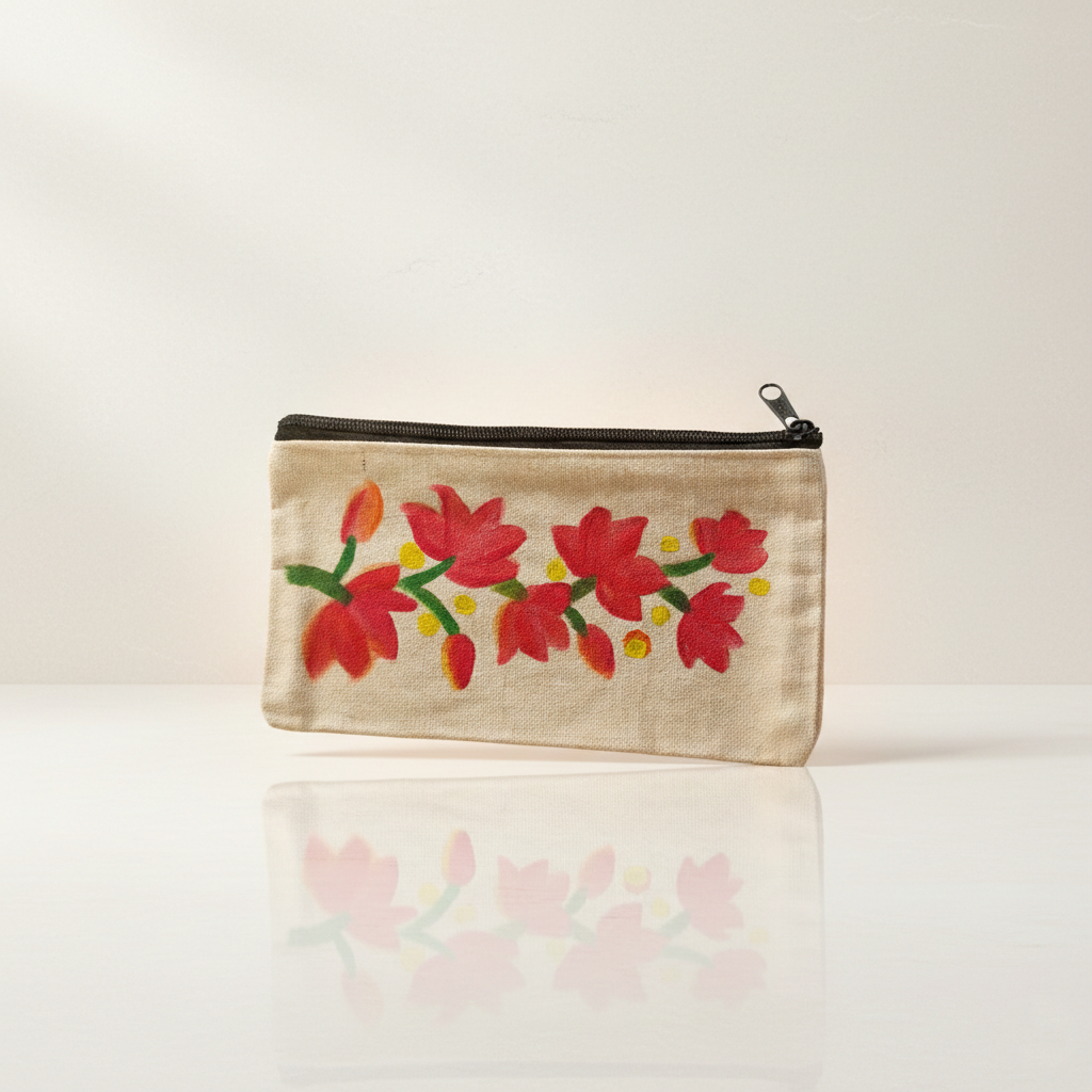 Floral Canvas Zip Pouch