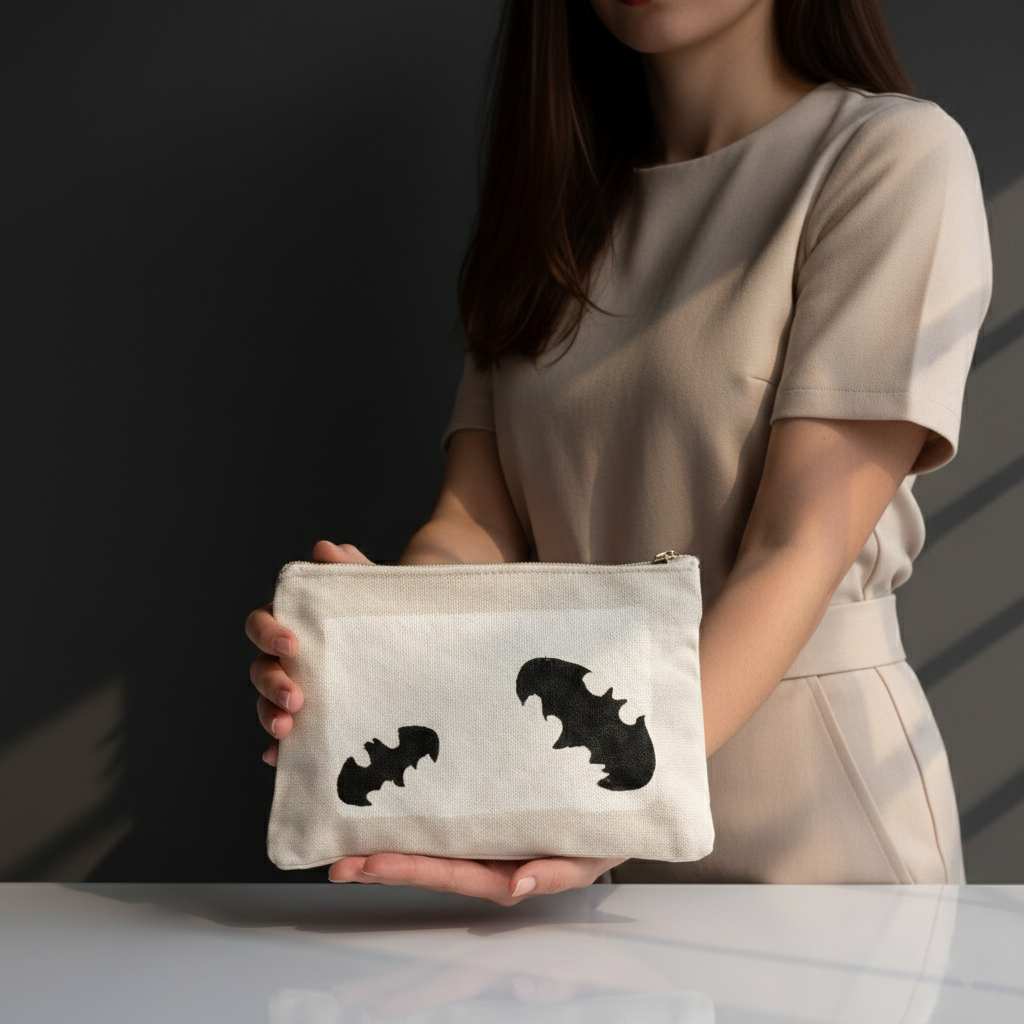 Canvas Bat Print Pouch