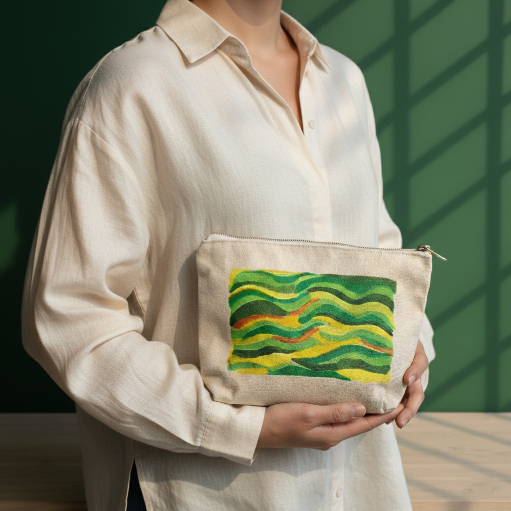 Abstract Wave Canvas Pouch