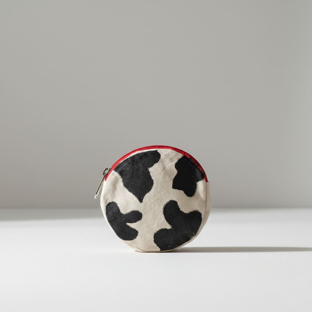 Cow Print Round Coin Pouch