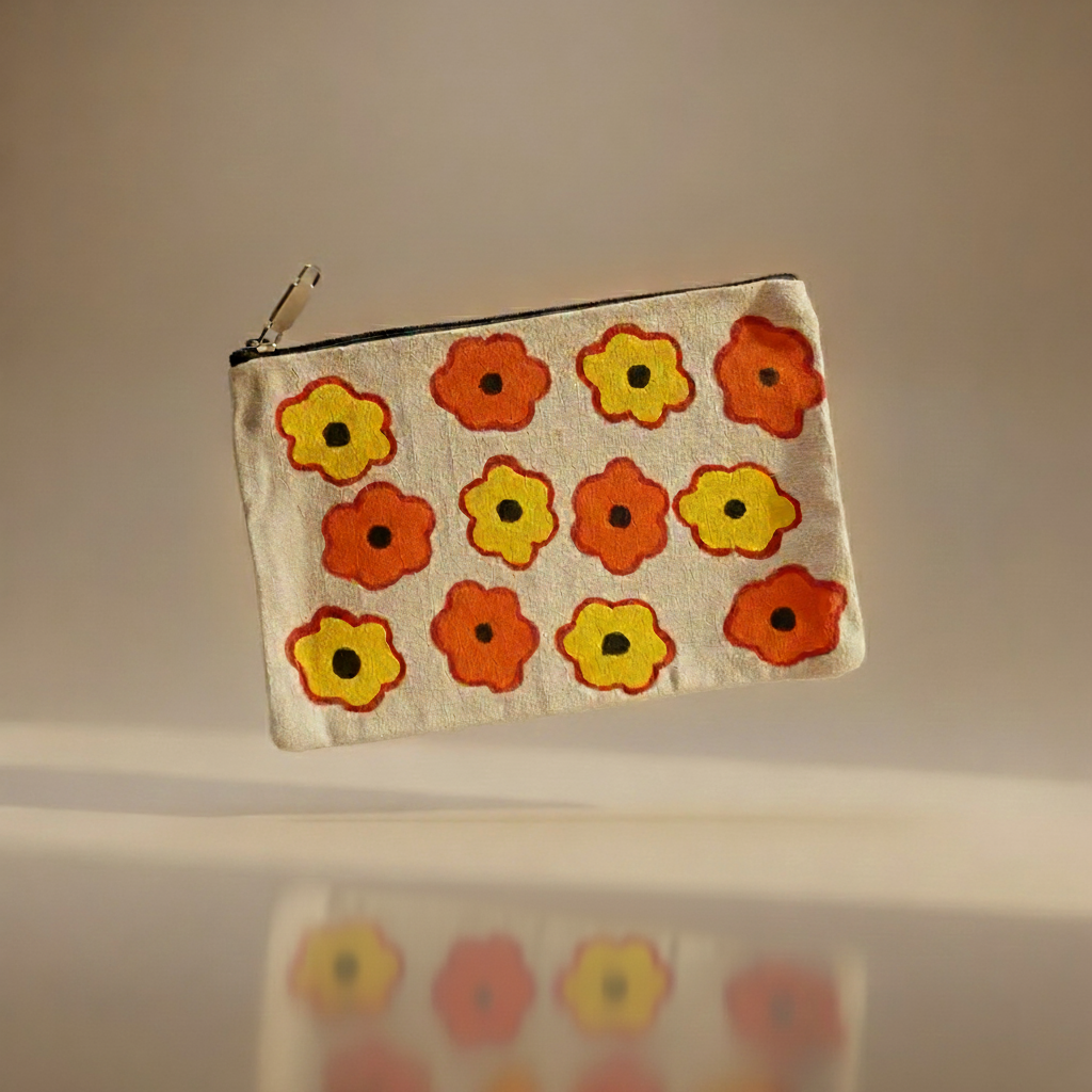 Floral Canvas Zipper Pouch