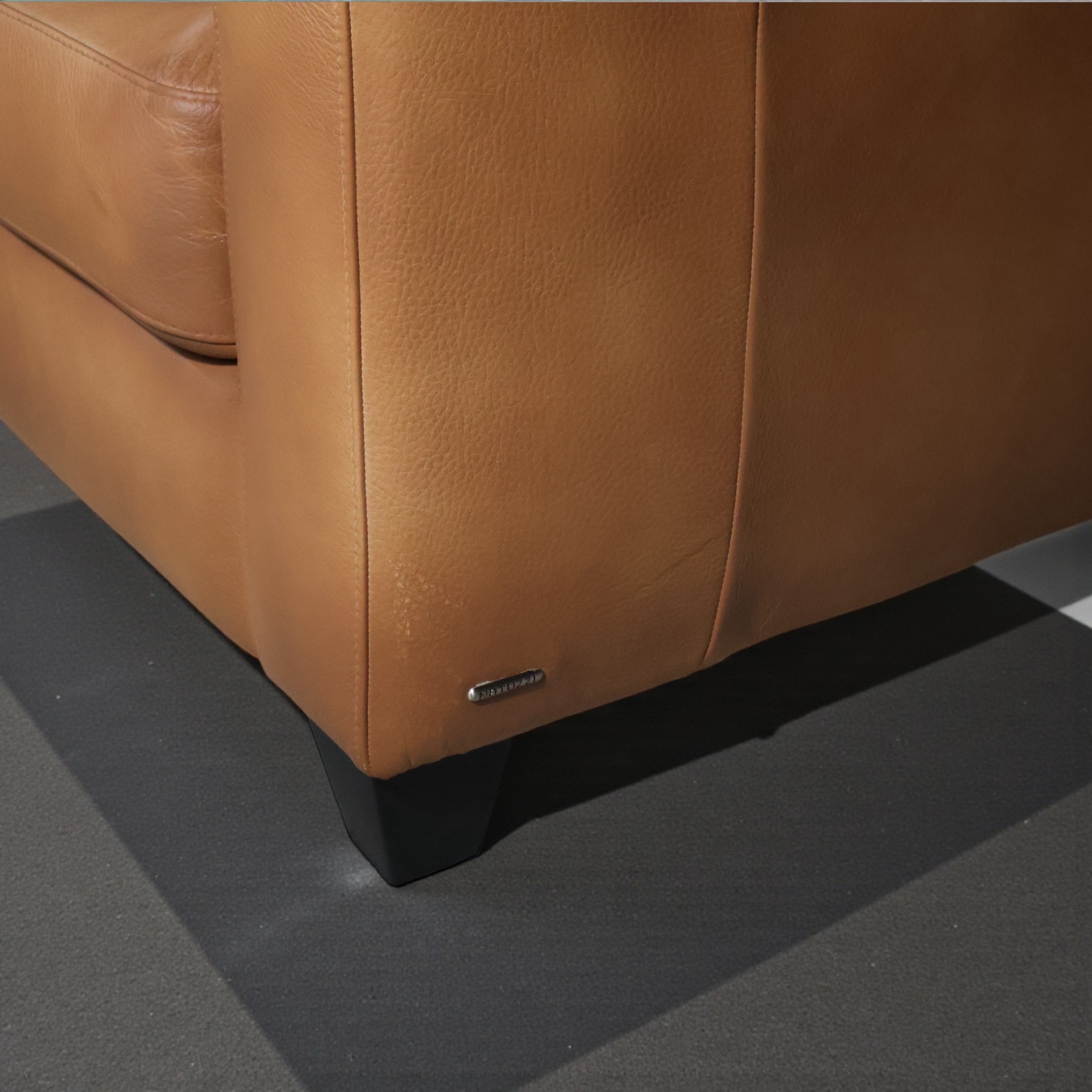 Sculpted Tan Leather Sofa Ensemble — Three-Piece Collector Edition