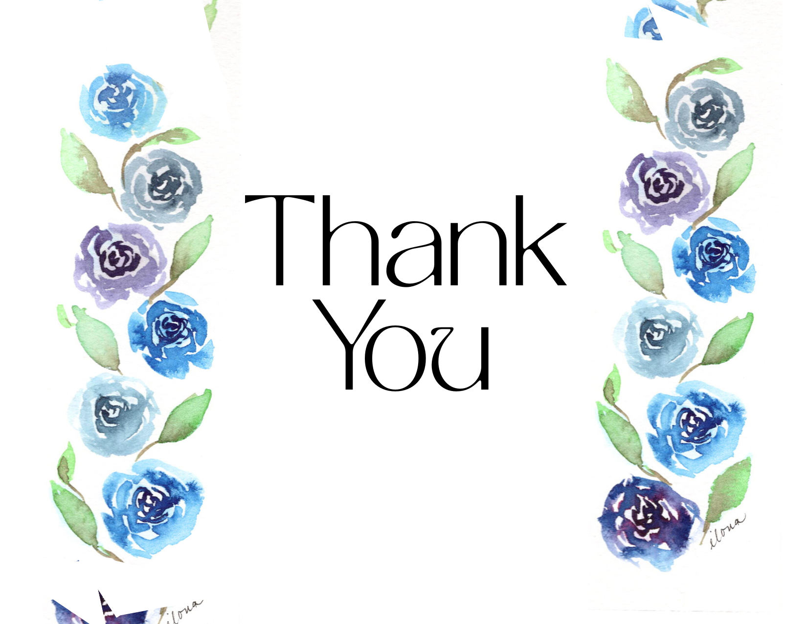 Blue Roses Thank You Card