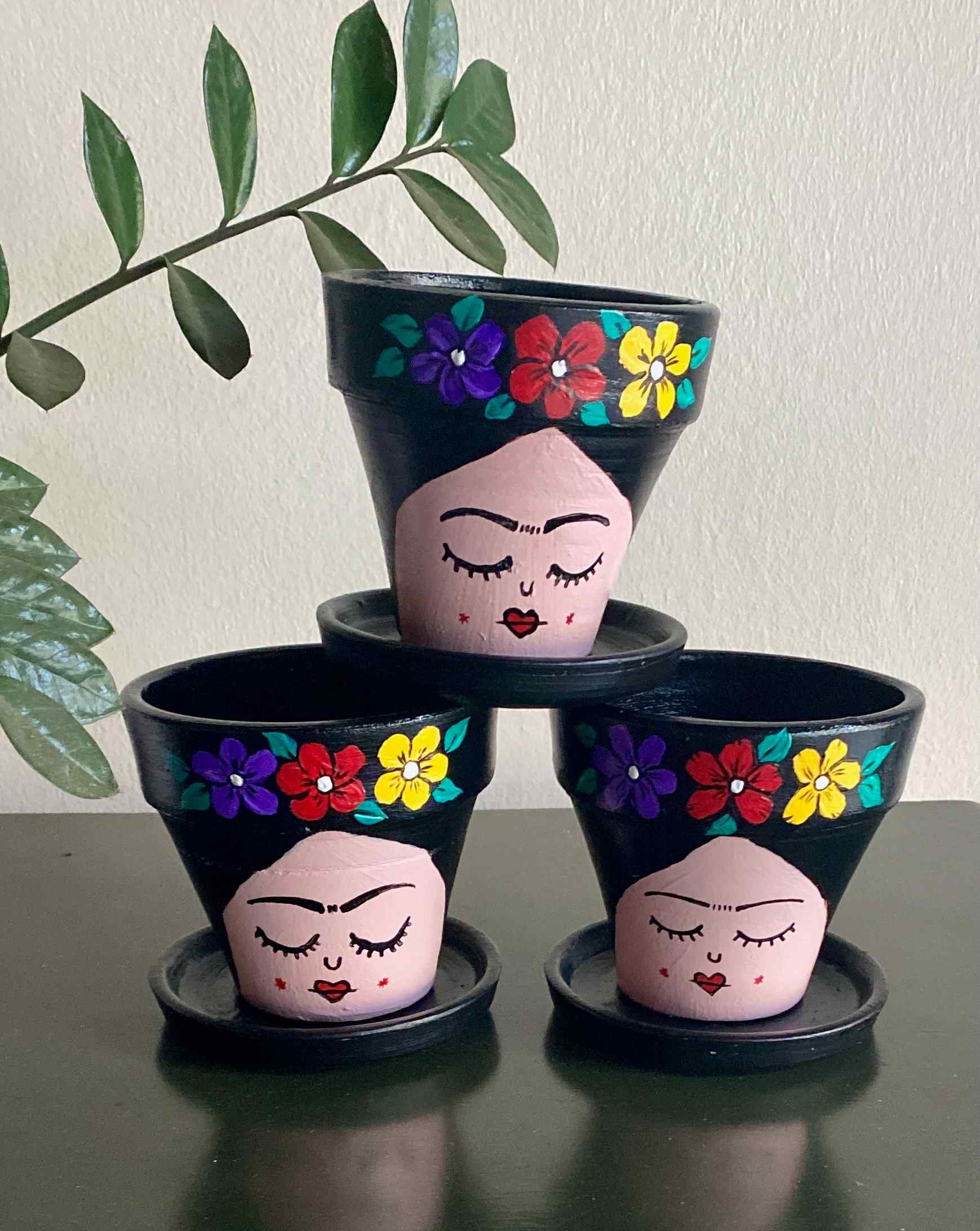 Hand-Painted Frida Kahlo Pot