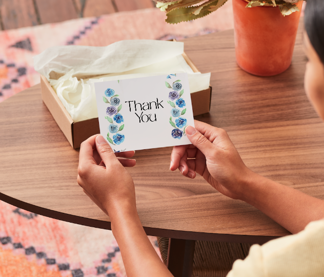 Blue Roses Thank You Card