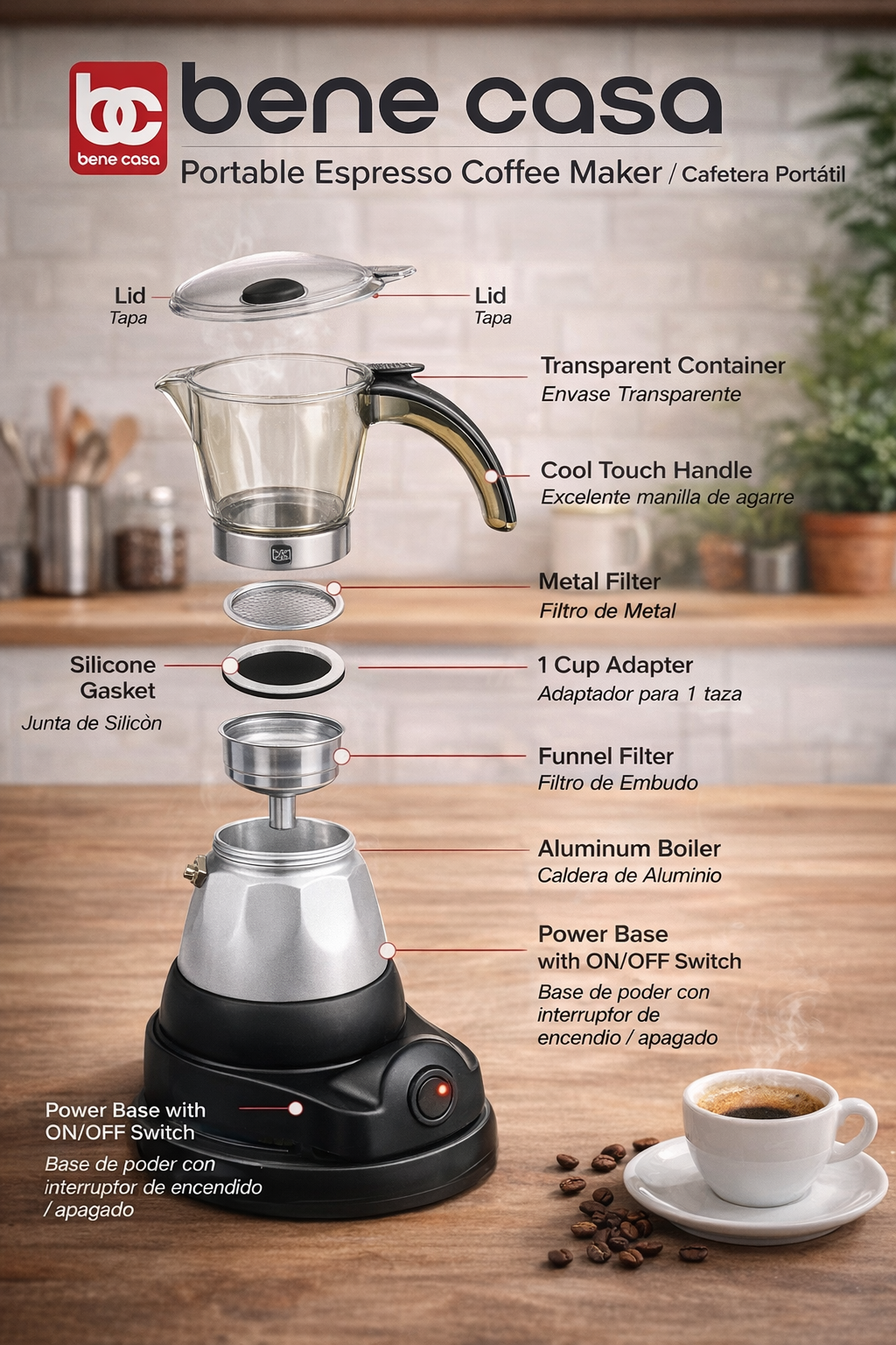 Bene Casa Portable Espresso Coffee Maker