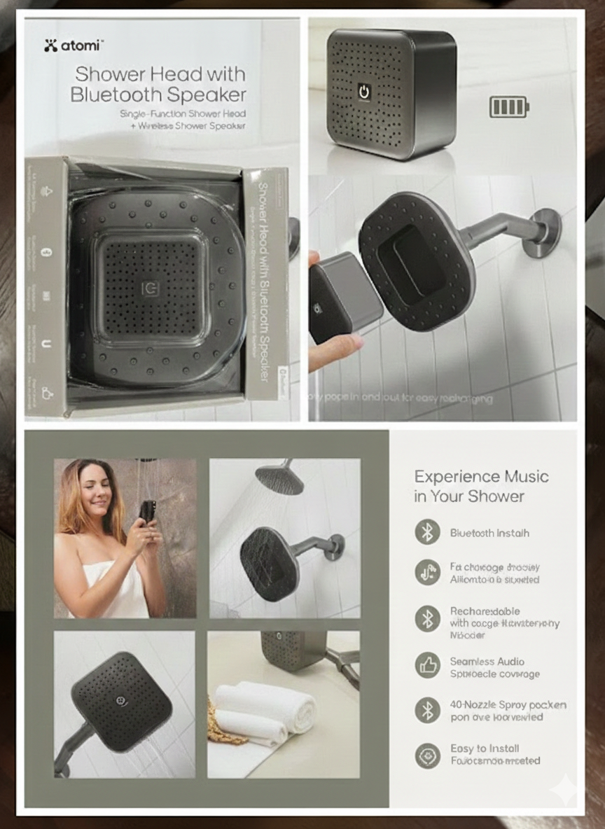 Shower Head with Bluetooth Speaker
