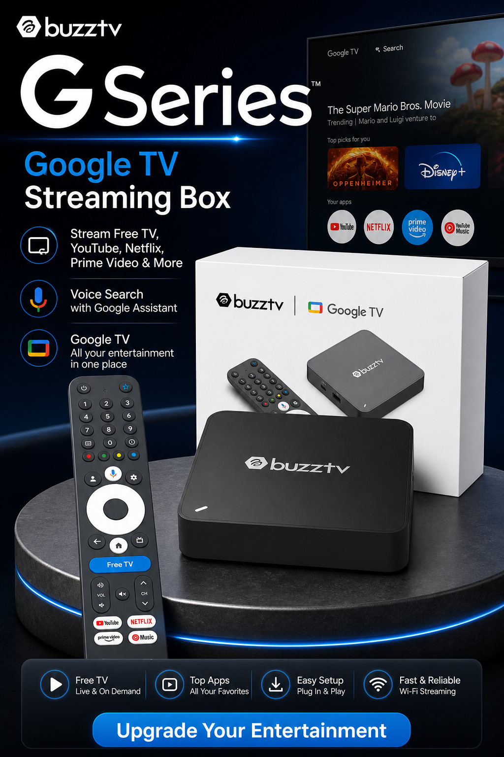 BuzzTV G Series Google TV Streaming Box