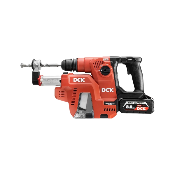 Akumuliatorinis bešepetėlinis perforatorius su nusiurbimu SDS+, 2,6J , 20V, KRHDE20V-26R2KIT, DCK (2x8,0Ah akumuliatorius, įkroviklis)