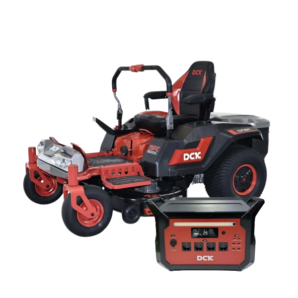 Limited Rinkinys Akumuliatorinis nulinio apsisukimo vejos traktorius 58V, 106 cm, DCK (1 x 40Ah + 2 x 7,5Ah akumuliatoriai ir įkroviklis 1800W) ir universali krovimo stotelė 110-240V, 3600W, DCK