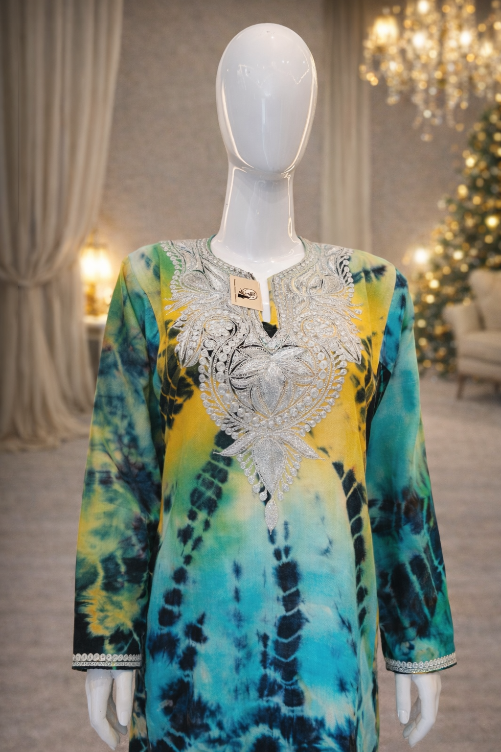 Tie-Dye Embroidered Kurti