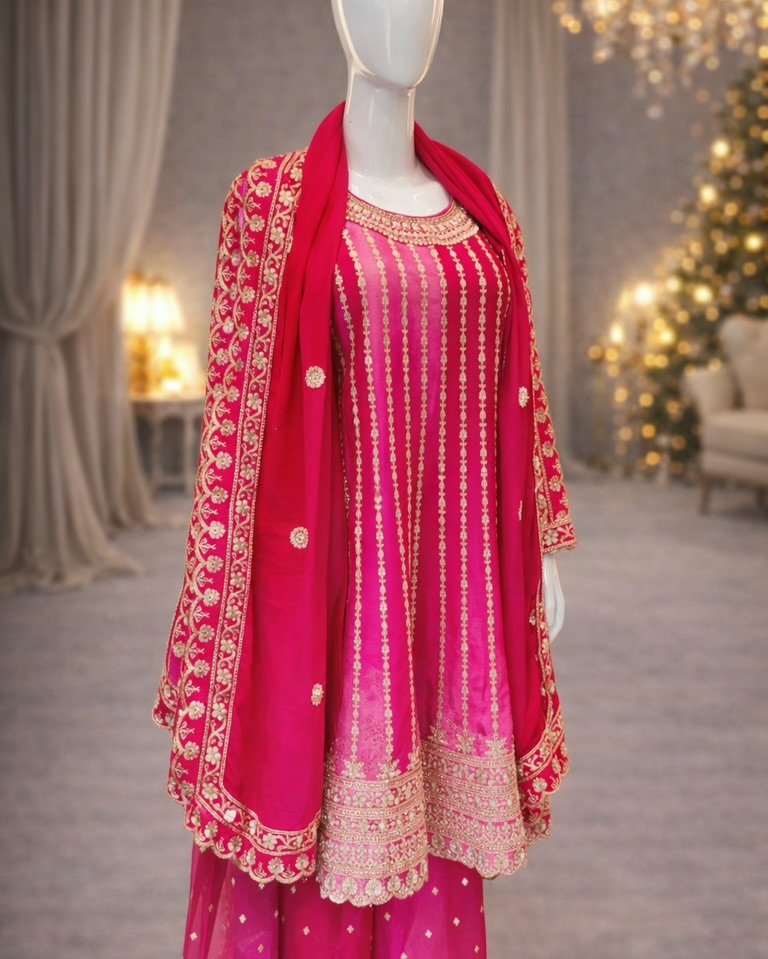 Pink Embroidered Punjabi Suit