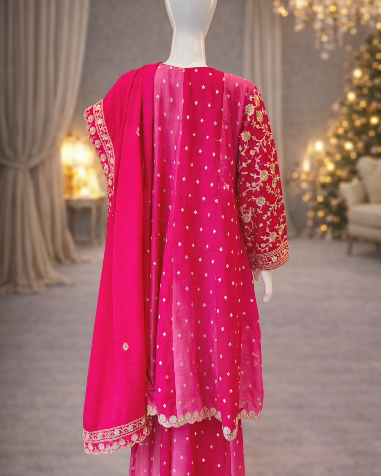 Pink Embroidered Punjabi Suit
