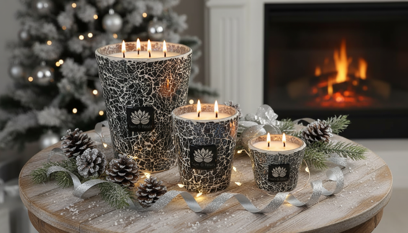 Winter Crackle Candle Set