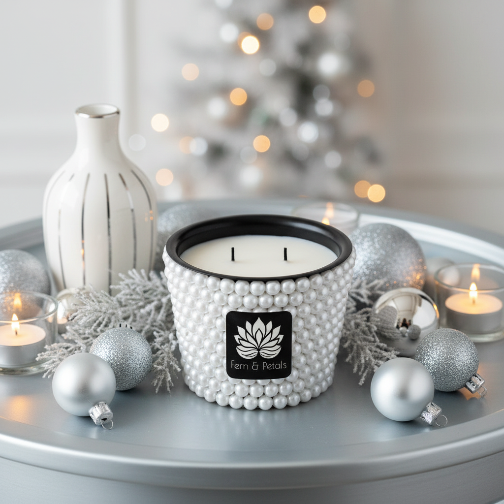 Pearl-Embellished Scented Candle