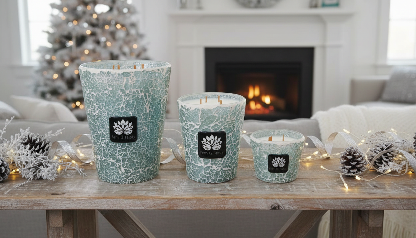 Crackle Glass Candle Set