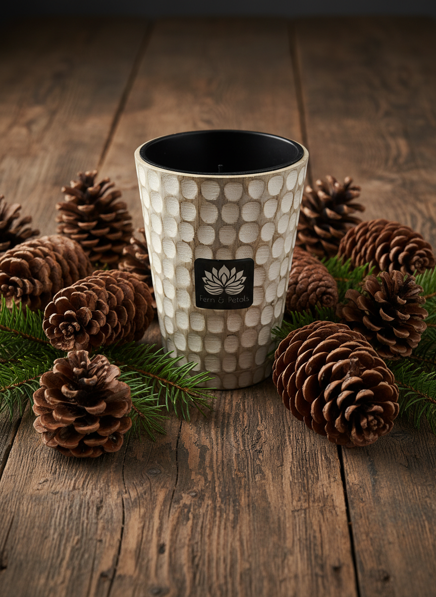 Mango Wood Candle Jar – Hand Carved Wooden Candle