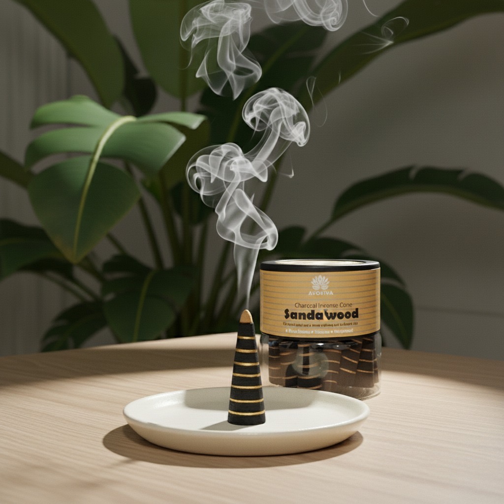 Sandalwood Stripped Incense Cones – Handcrafted Aromatic Blend