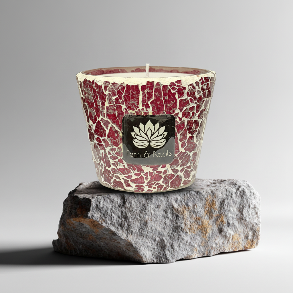 Rubis — Crimson Crackle Mosaic Candle