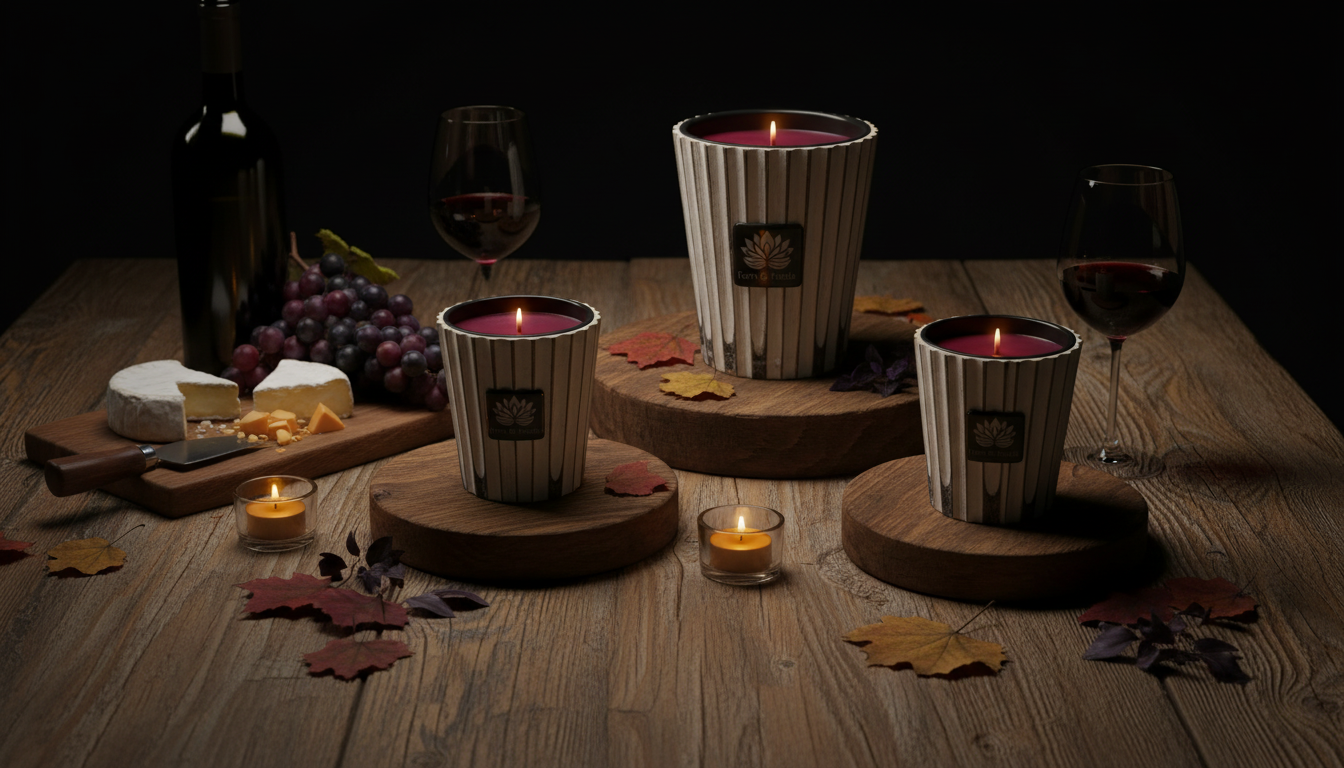 Mango Wood Candle Jar – Hand Carved Striped Wooden Candle Holder