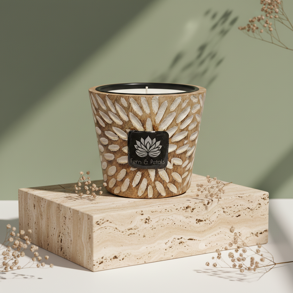 Ruby Citrus — Hand-Carved Mango Wood Candle Jar