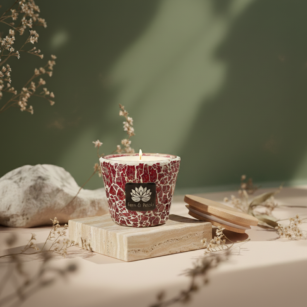 Rubis — Crimson Crackle Mosaic Candle