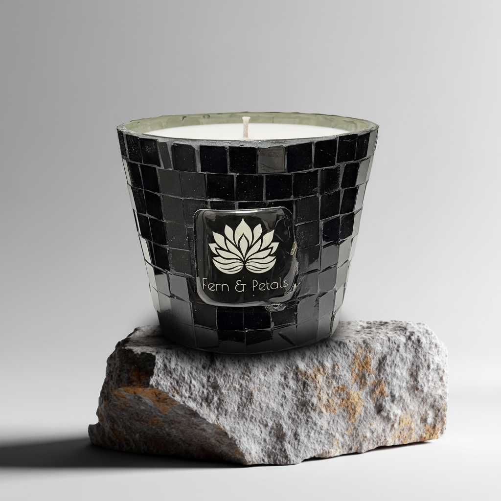 Black Tile Glass Candle