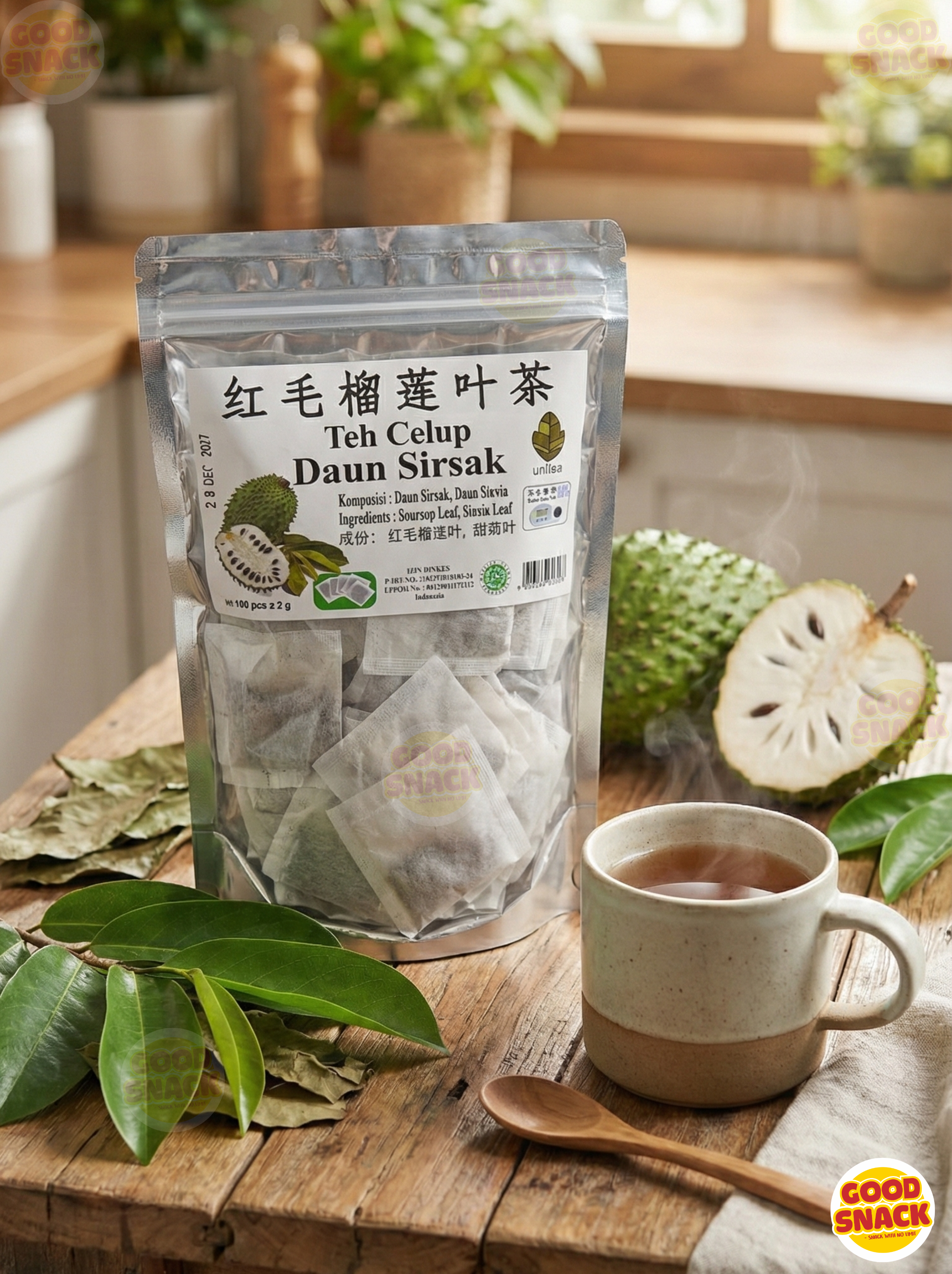 Soursop Leaf Tea – Mature Leaves (100 Tea Bags)