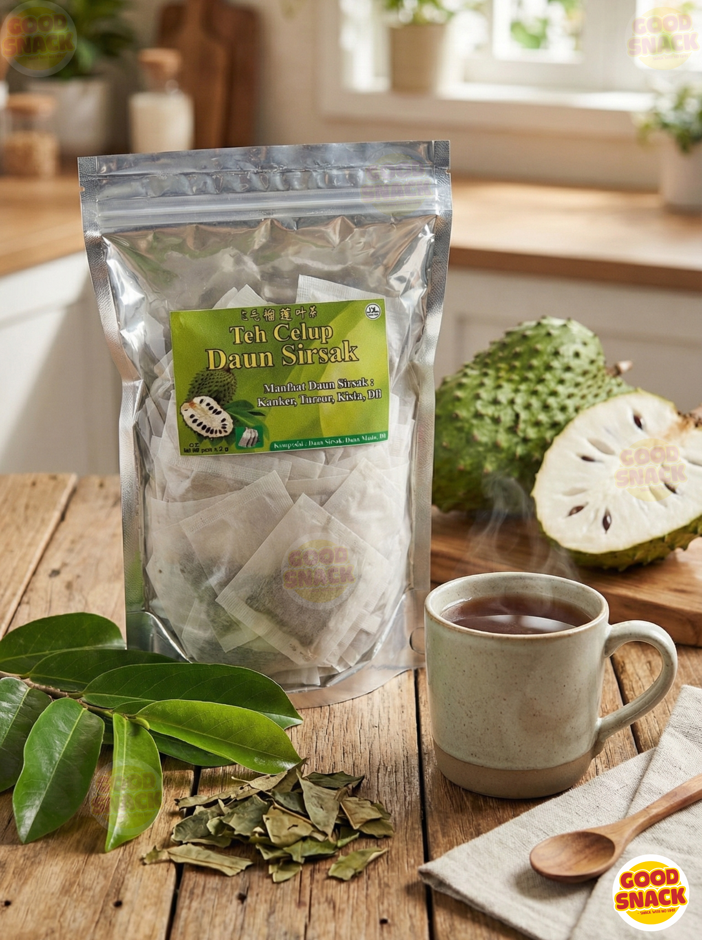 Soursop Leaf Tea – Semi-Mature Leaves (100 Tea Bags)