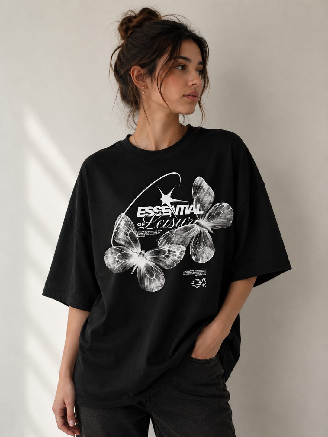 Butterfly Graphic White T-Shirt