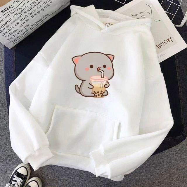 Cute Boba Cat Hoodie