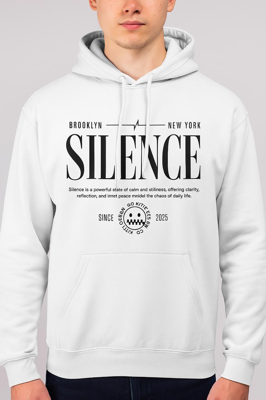 Silence Graphic Hoodie – Grey