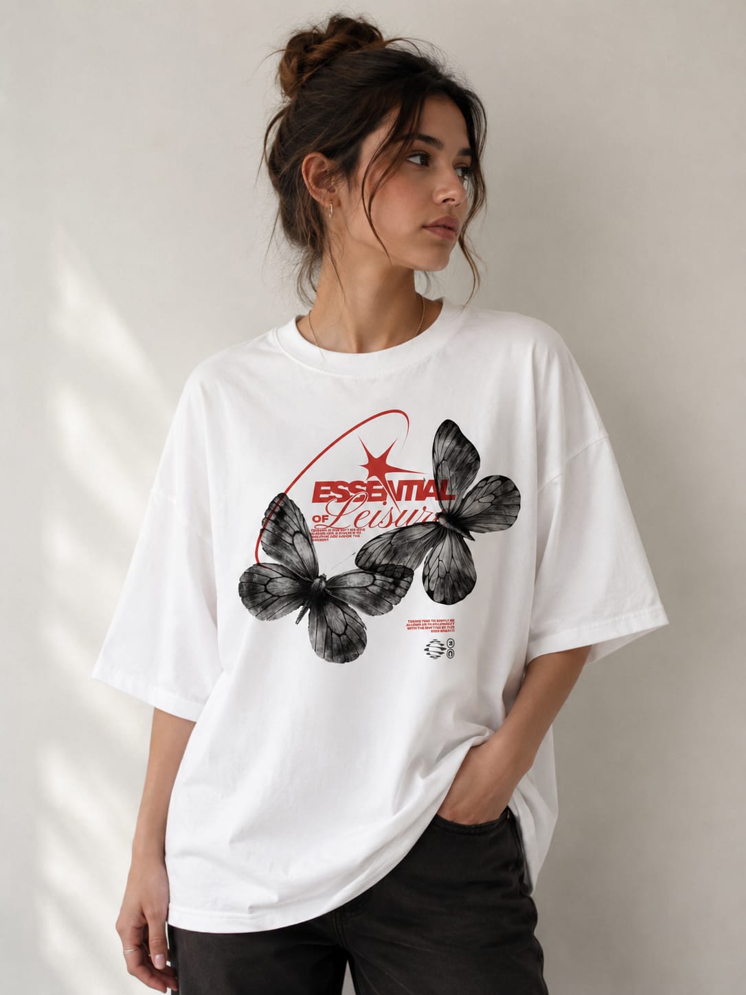Butterfly Graphic White T-Shirt
