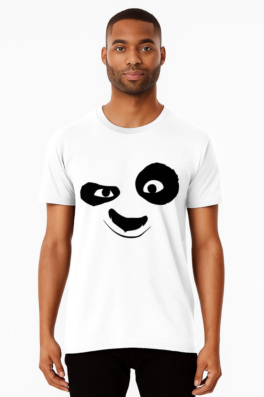 Minimal Panda Face Graphic White T-Shirt