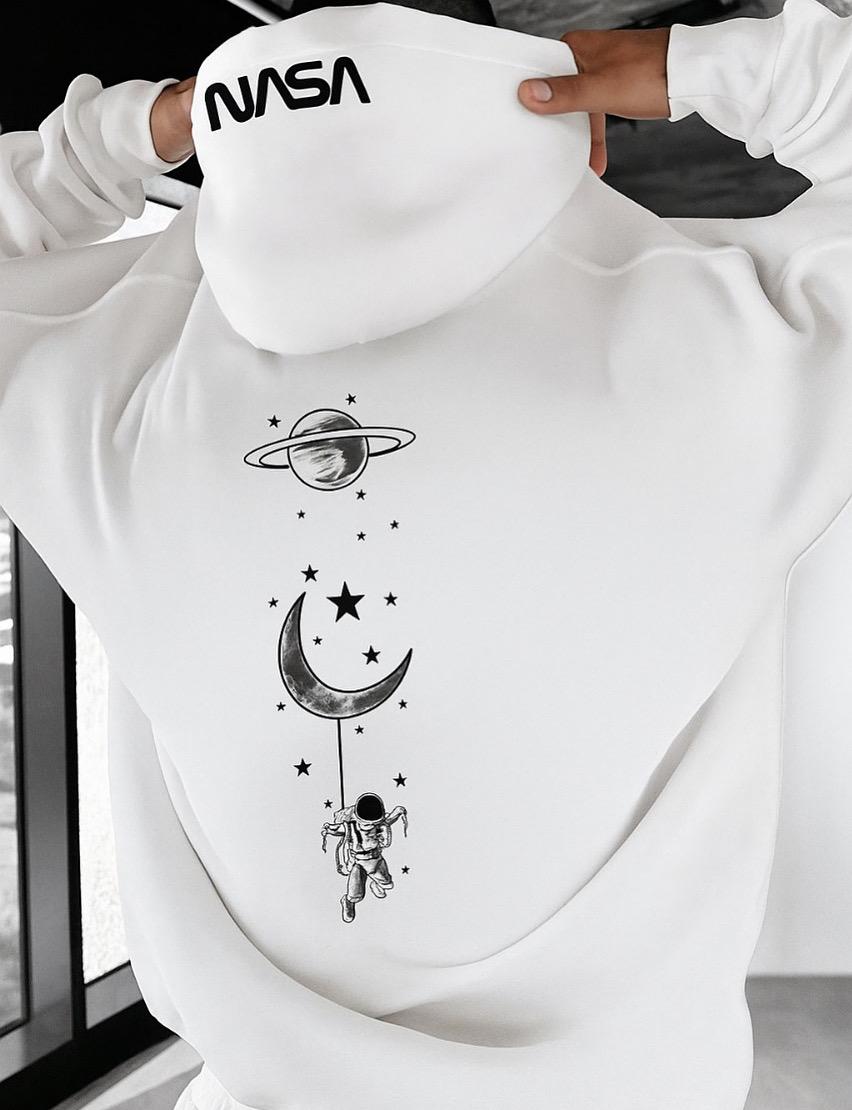 NASA Astronaut Graphic Hoodie – White