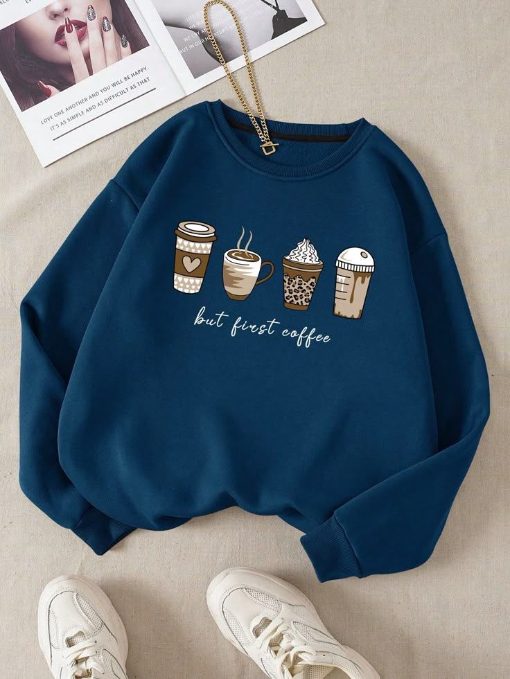 Coffee Lover's Aesthetic Printed Sweatshirt