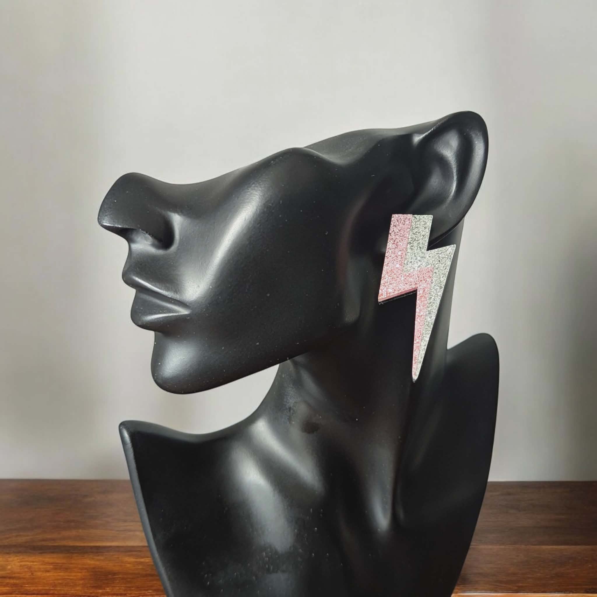 Boucles d'oreilles - Éclair Rose et argent