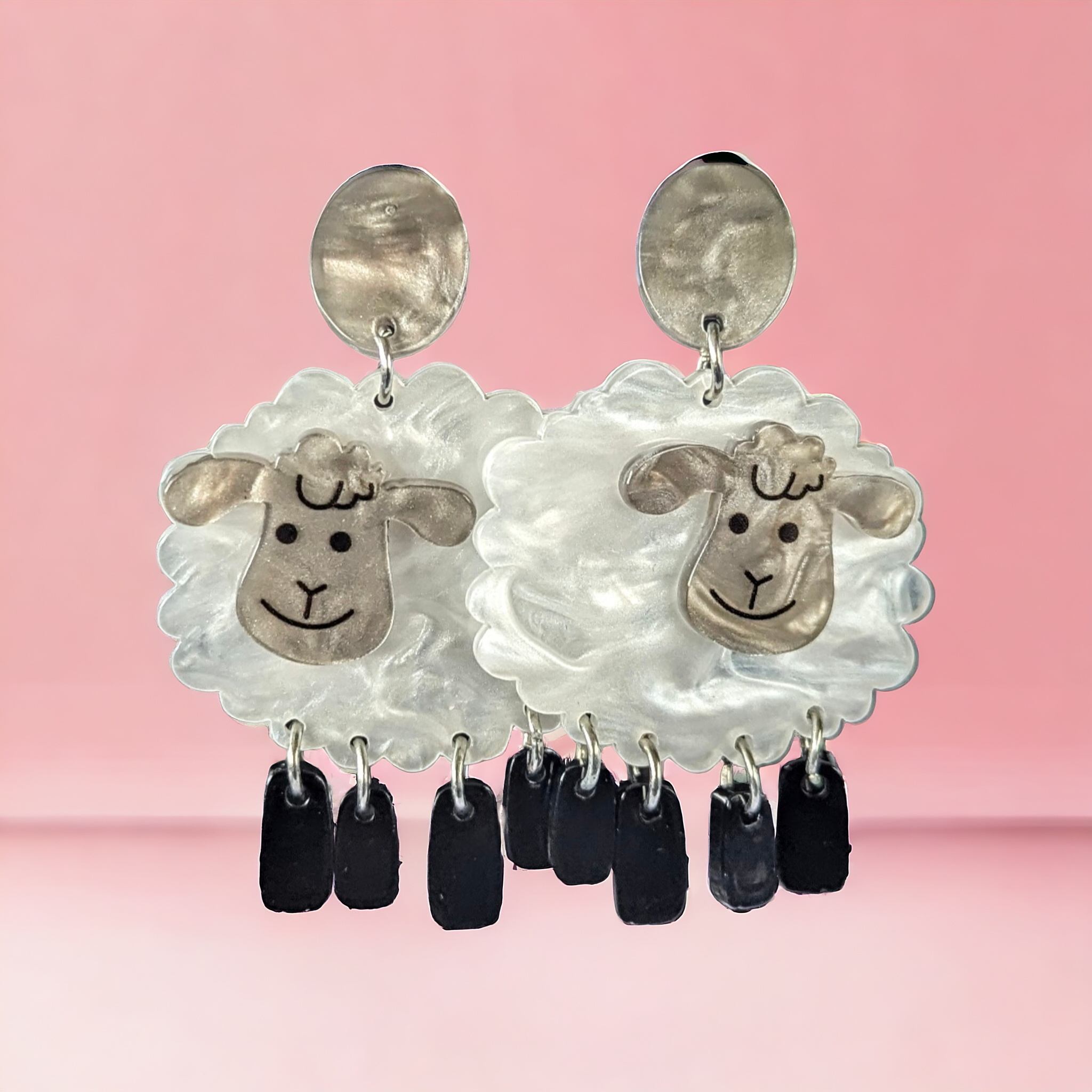 Boucles d'oreilles - Mouton blanc