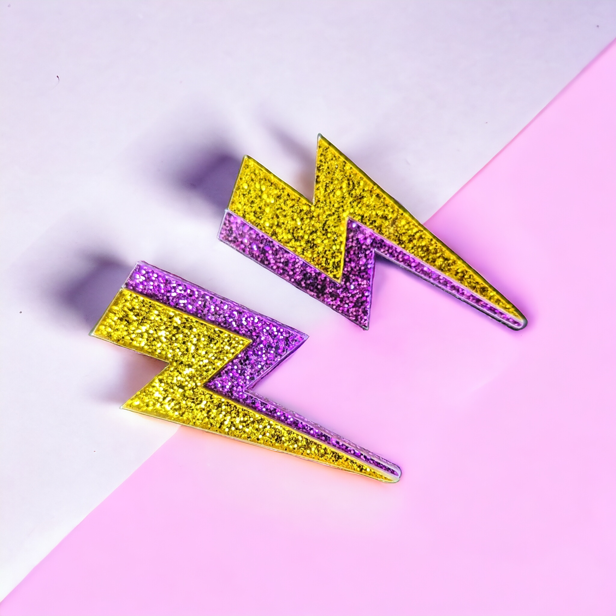 Boucles d'oreilles - Éclair or et violet