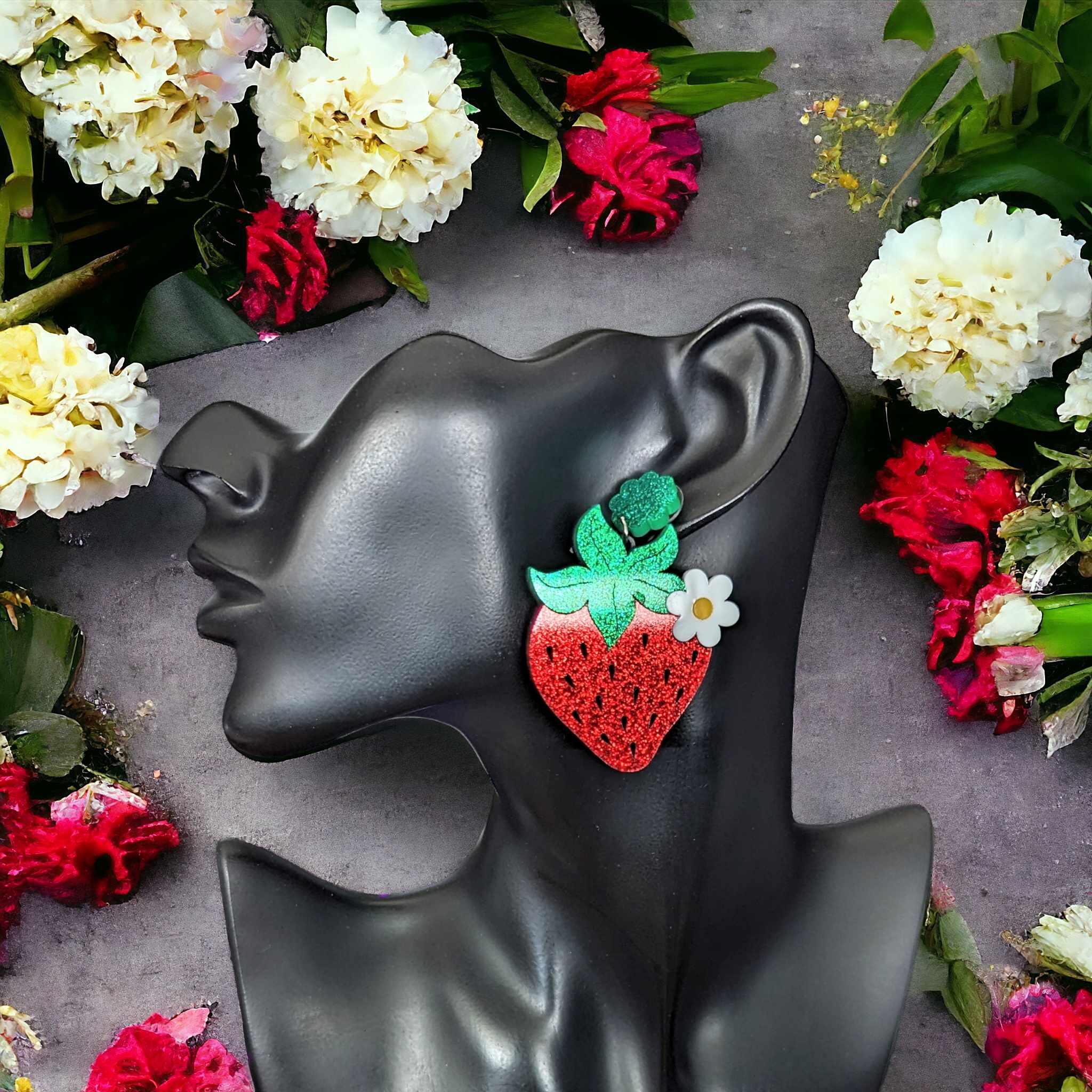 Boucles d'oreilles - Fraises des bois