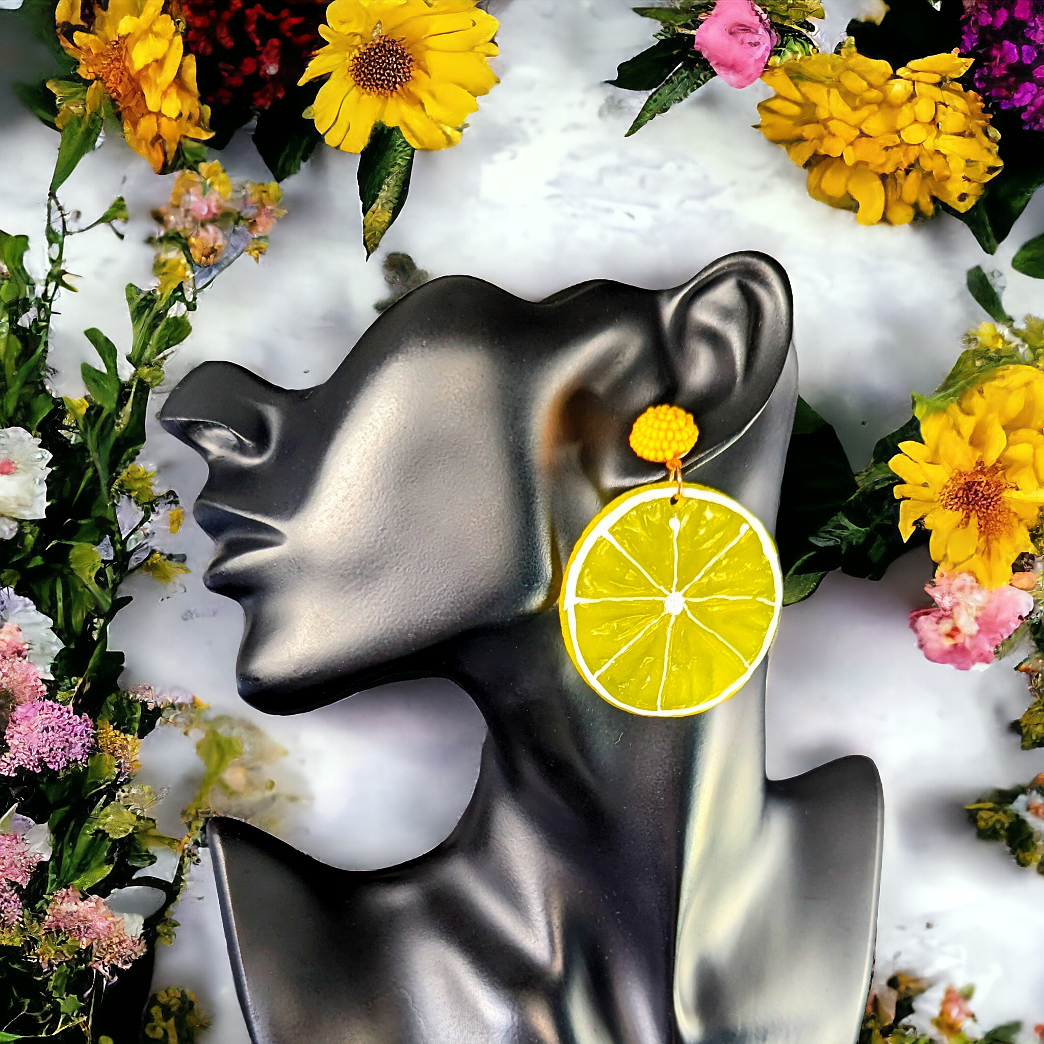 Boucles d'oreilles - Citron jaune