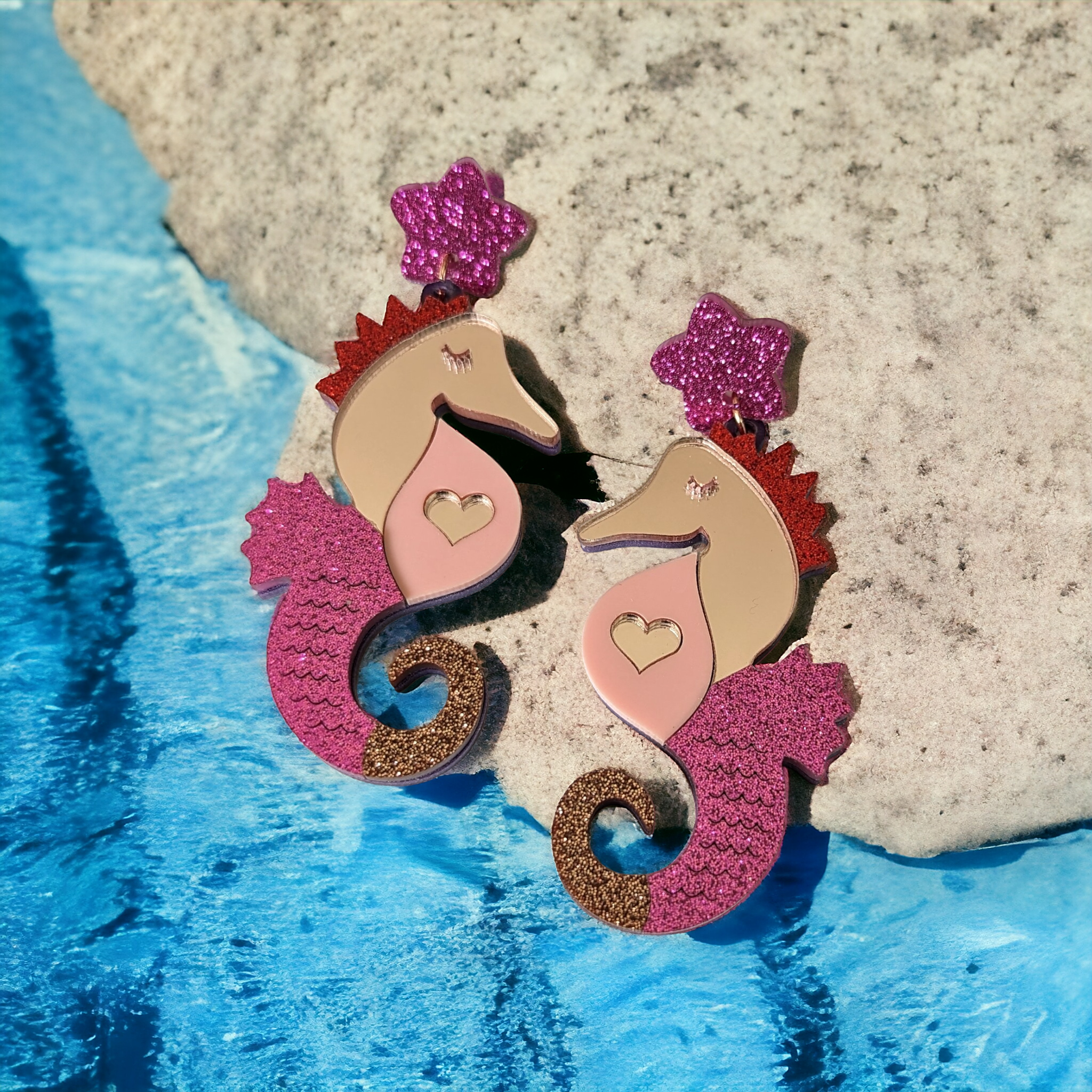 Boucles d'oreilles - hippocampe d'amour