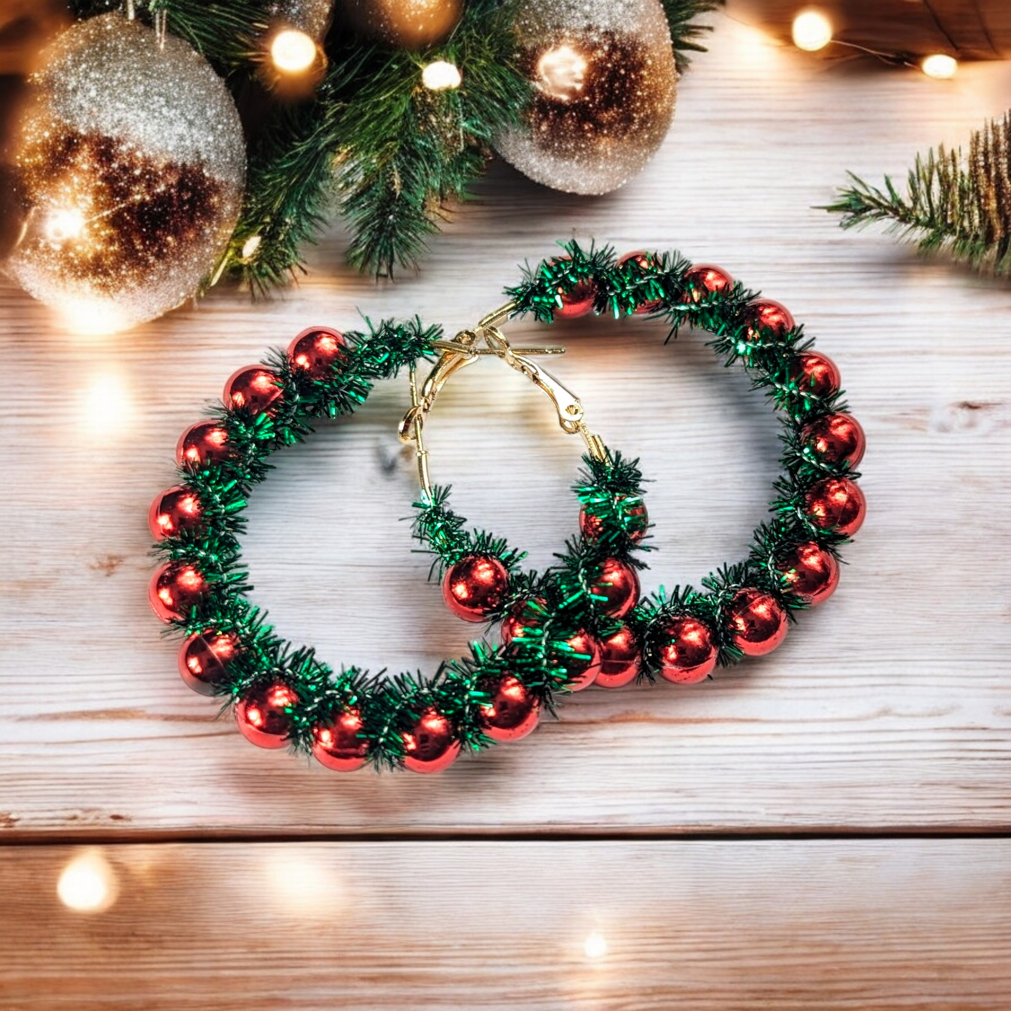 Boucles d'oreilles - Créoles de Noël