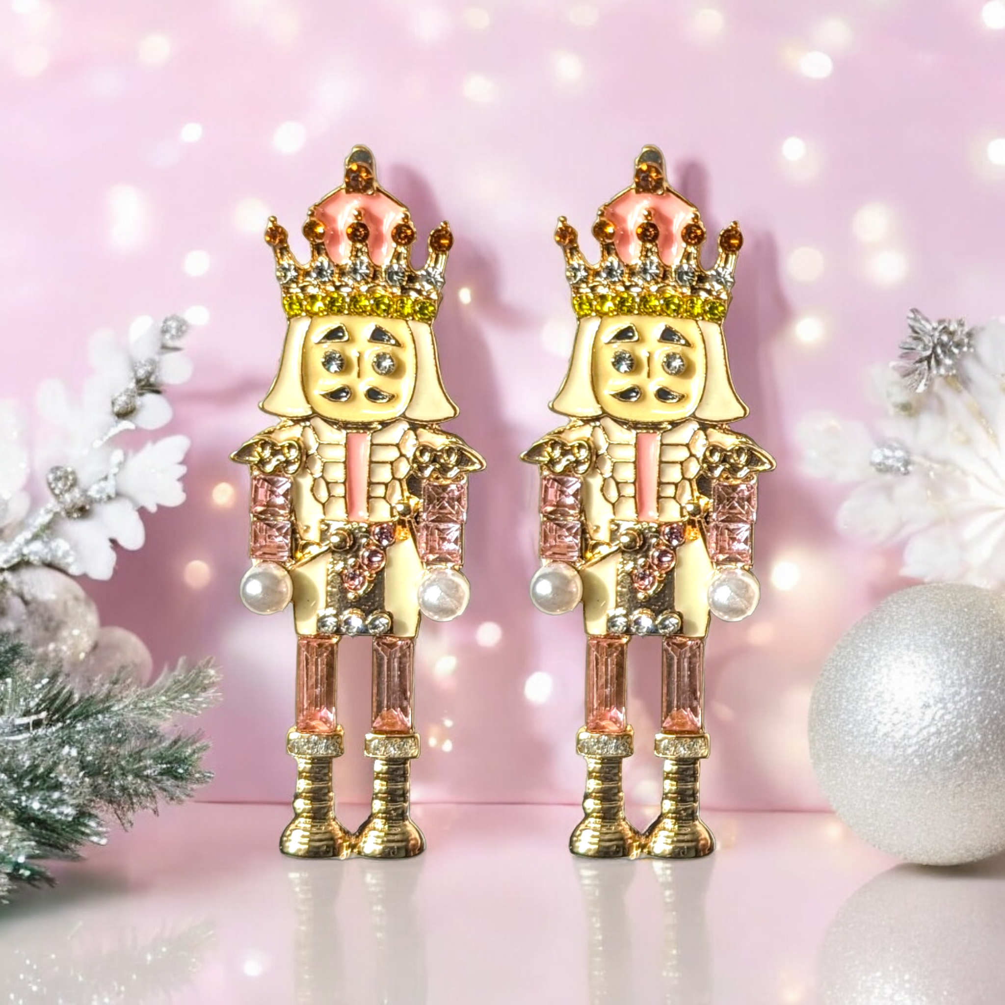 Boucles d'oreilles - Casse noisette rose