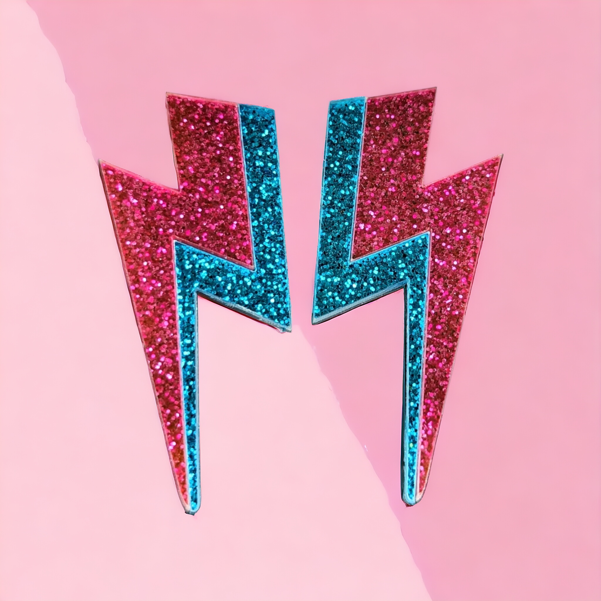 Boucles d'oreilles - Éclair Rose et bleu 80's
